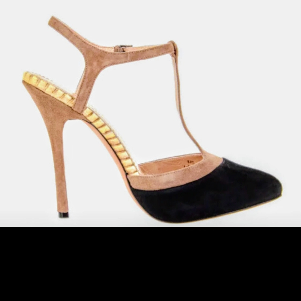 Gorgeous!! $300 Jean-Michel Cazabat T-Strap Suede Pump- Sz 39/9